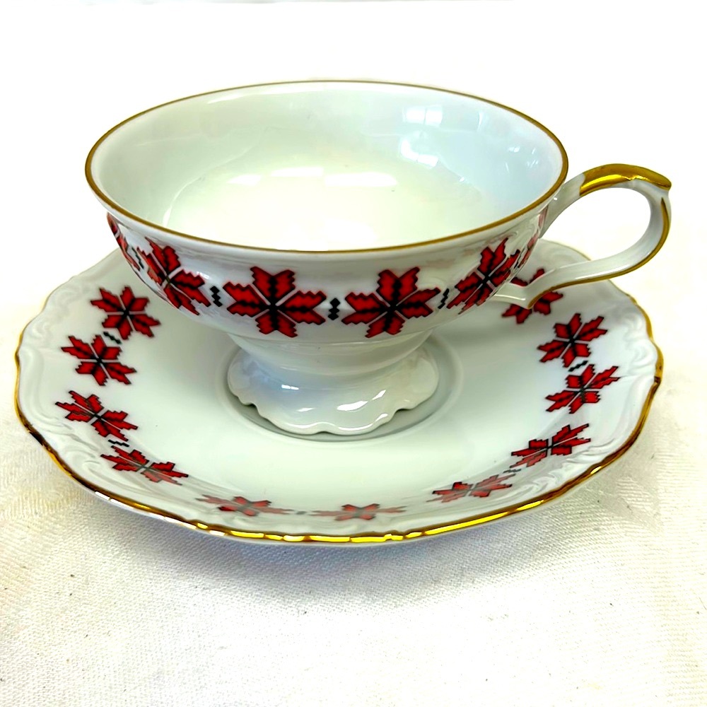 Vintage Ukrainian print tea cup and saucer by “ Edelstein” Germany